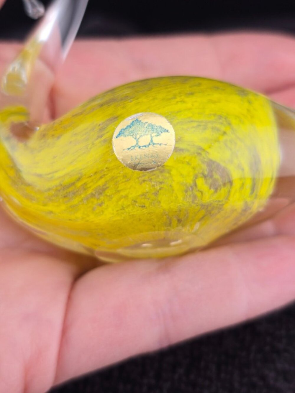 Ekenas Sweden Yellow Art Glass Swan Figurine Handblown Elegant Collectible - Picture 5 of 15